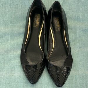 Coach and Four Black Flats with Textured Detail